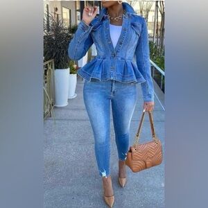 Denim Peplum Top/Jacket